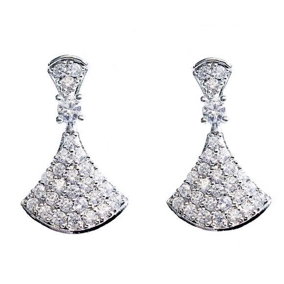 Jewelry - 925 Silver Pave Crystal Teardrop Earrings